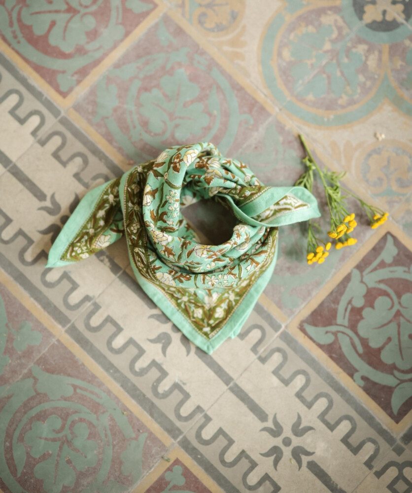 Foulard petit format – Albertine Vert Aqua