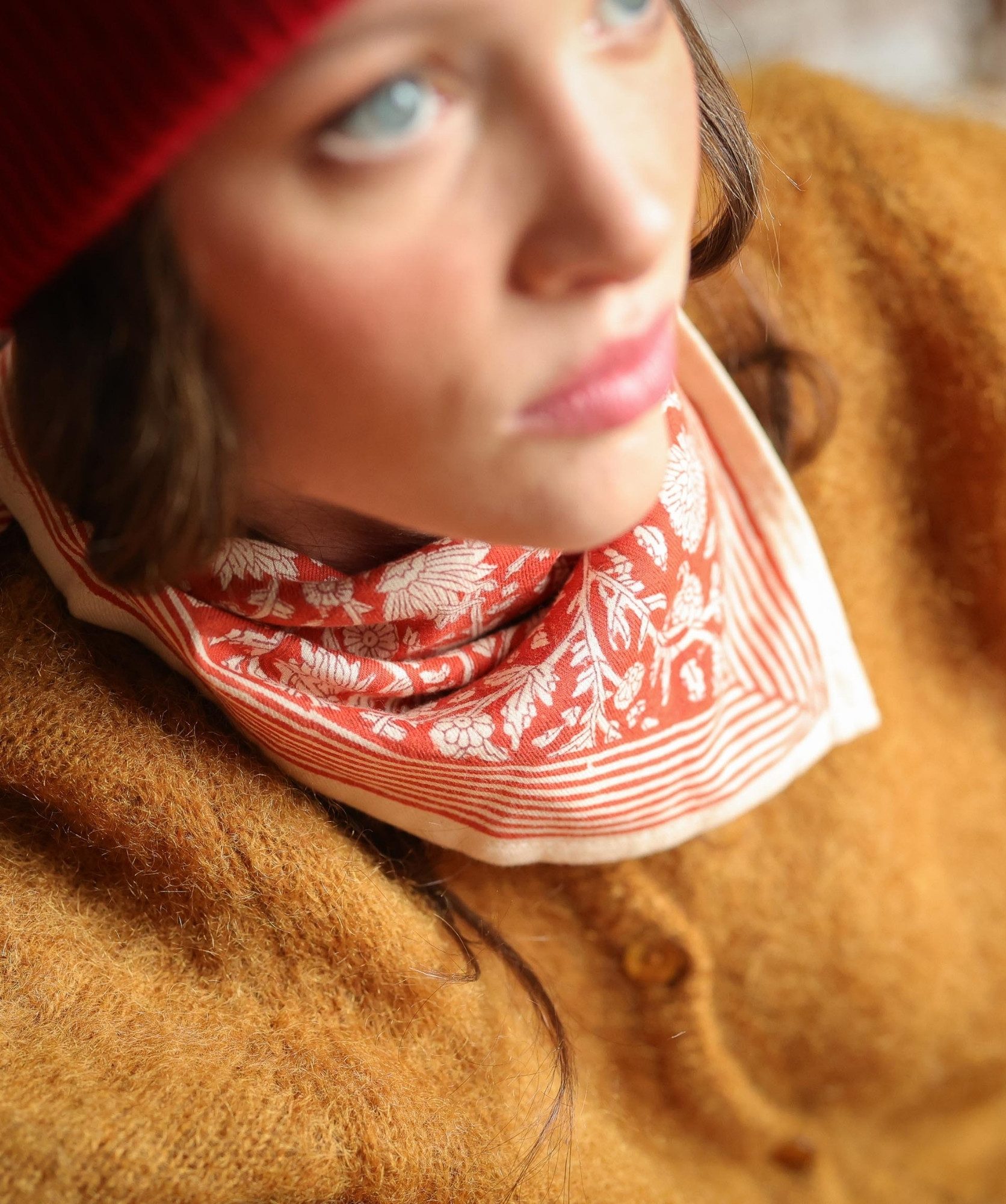Foulard petit format – Anjali Rouge Brique