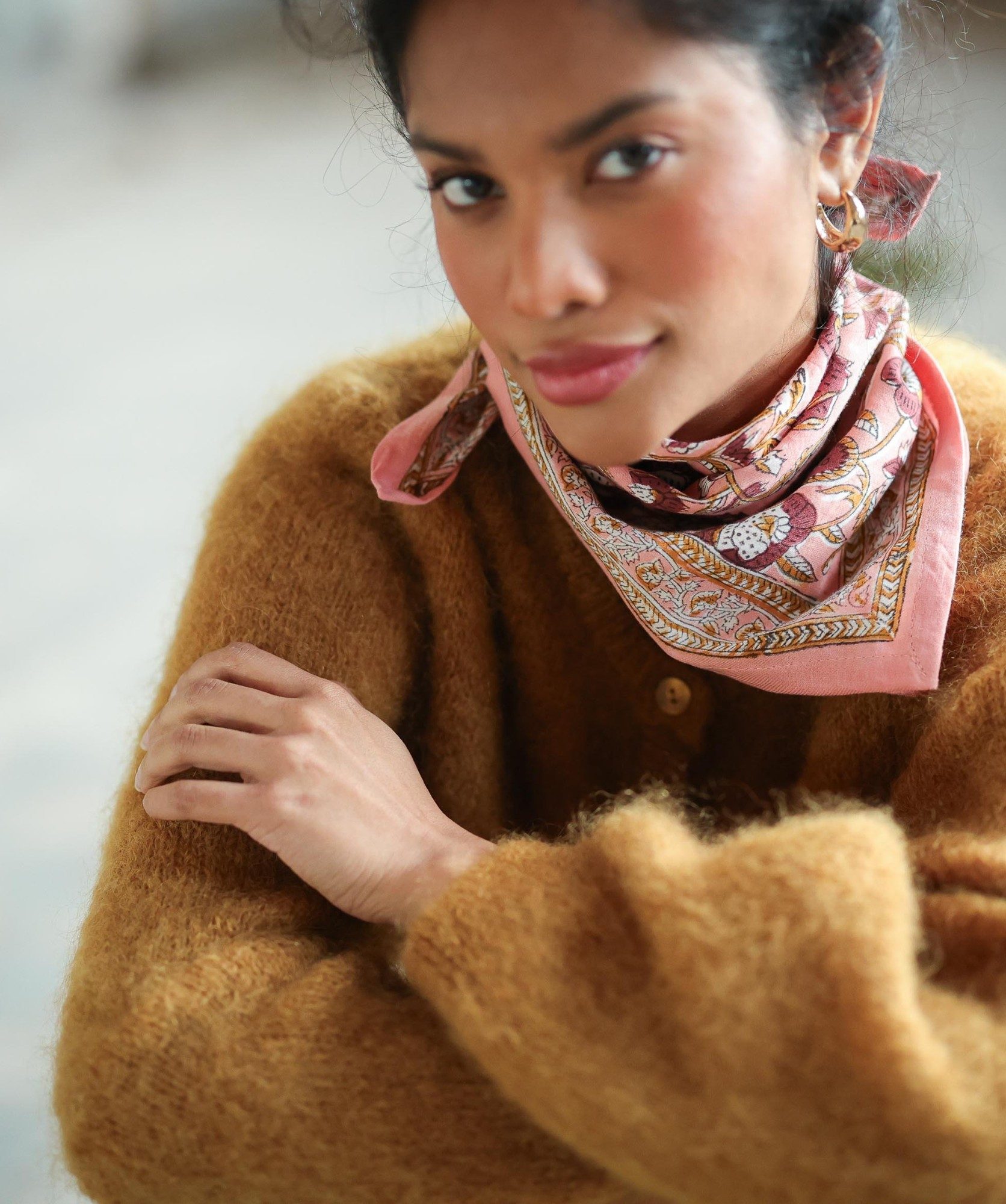 Foulard petit format – Jaya rose blush
