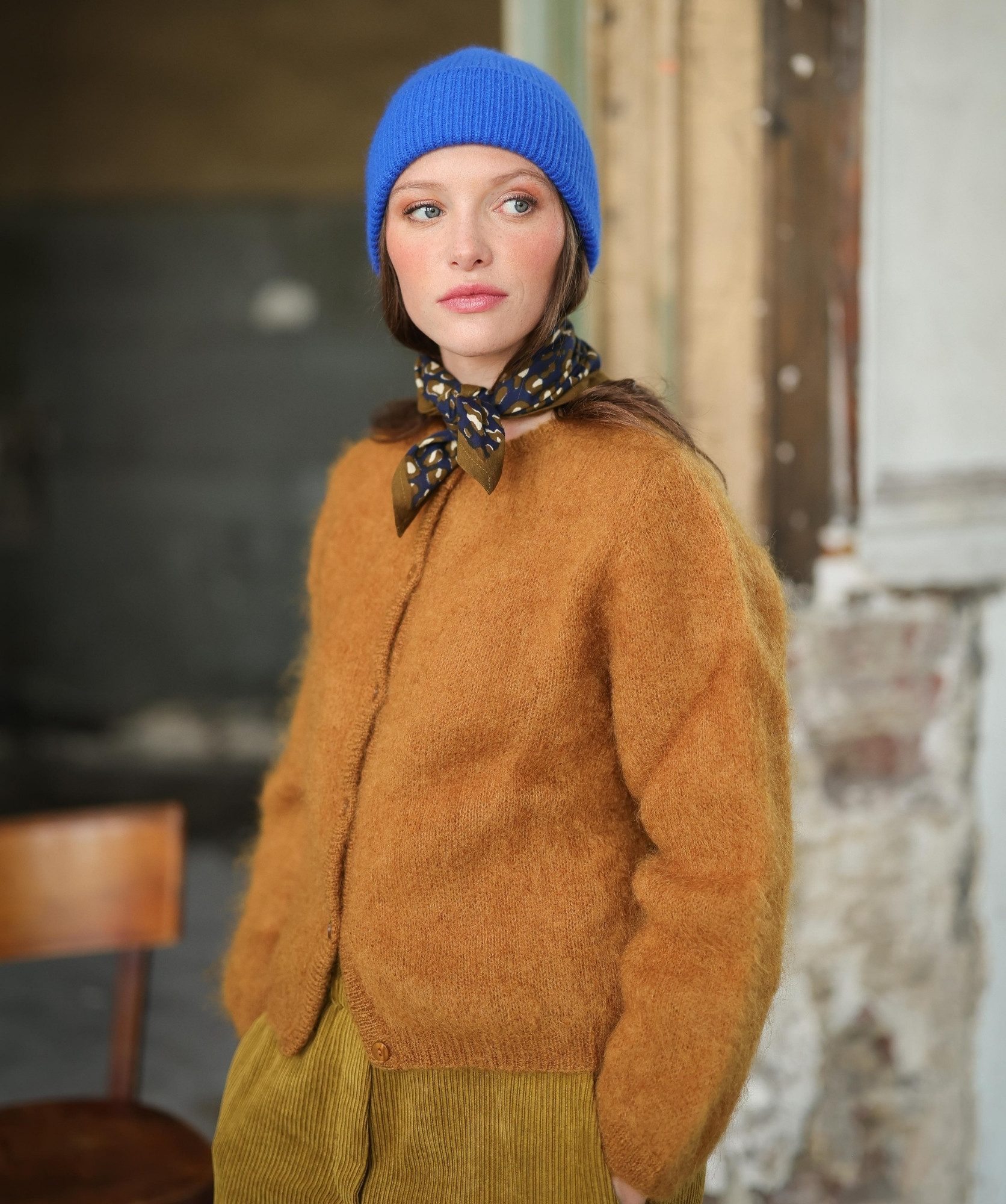 Foulard petit format – Léopard Navy
