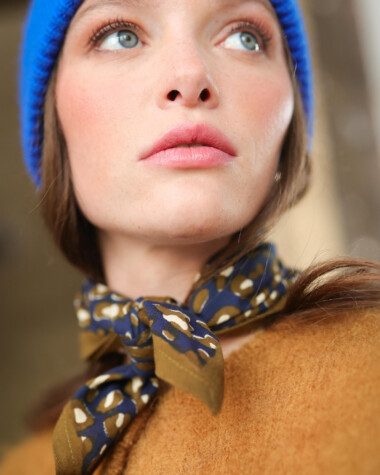 Foulard petit format – Léopard Navy