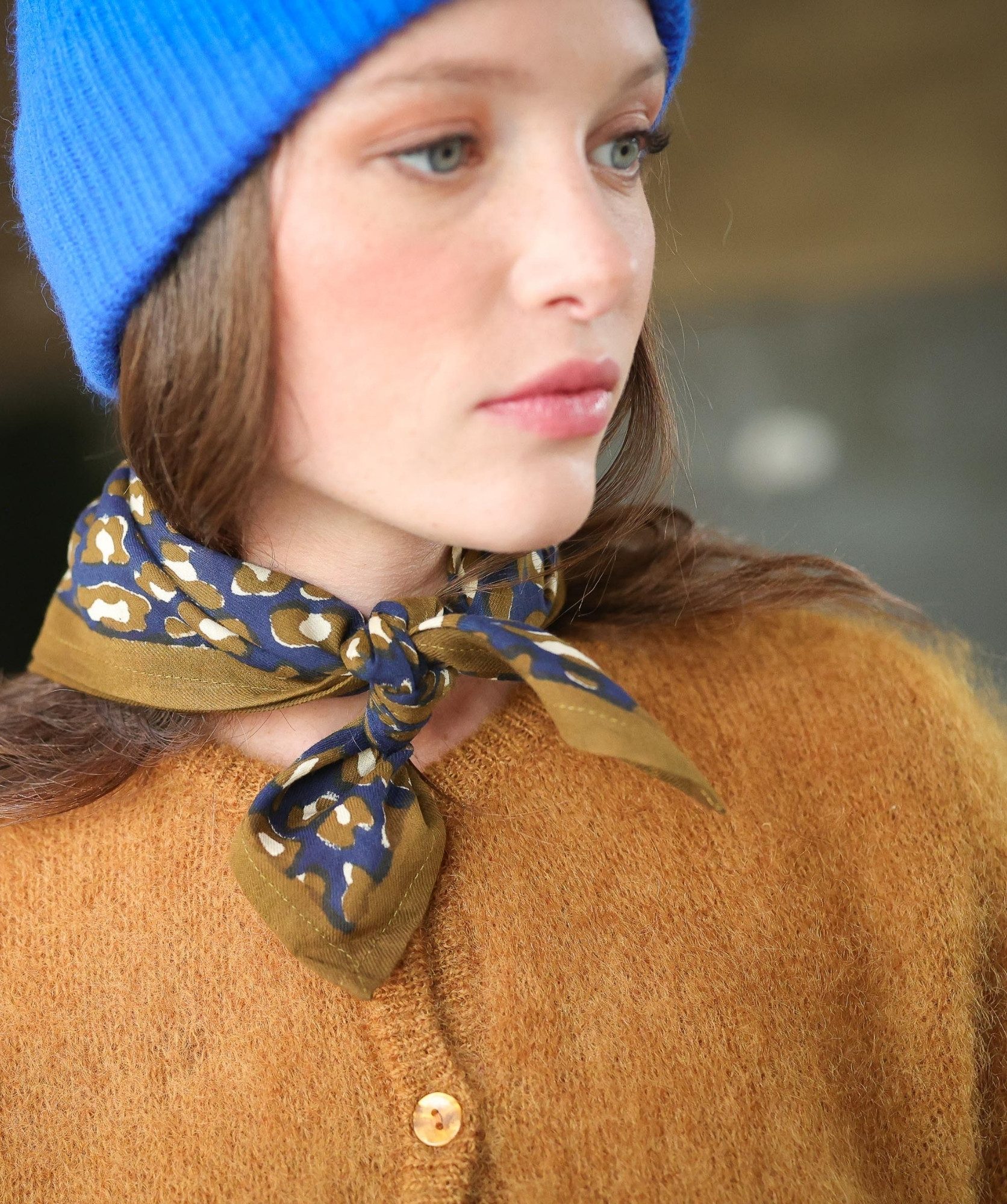 Foulard petit format – Léopard Navy