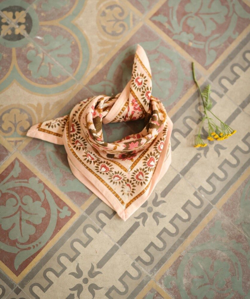 Foulard petit format – Mina Rose Poudre