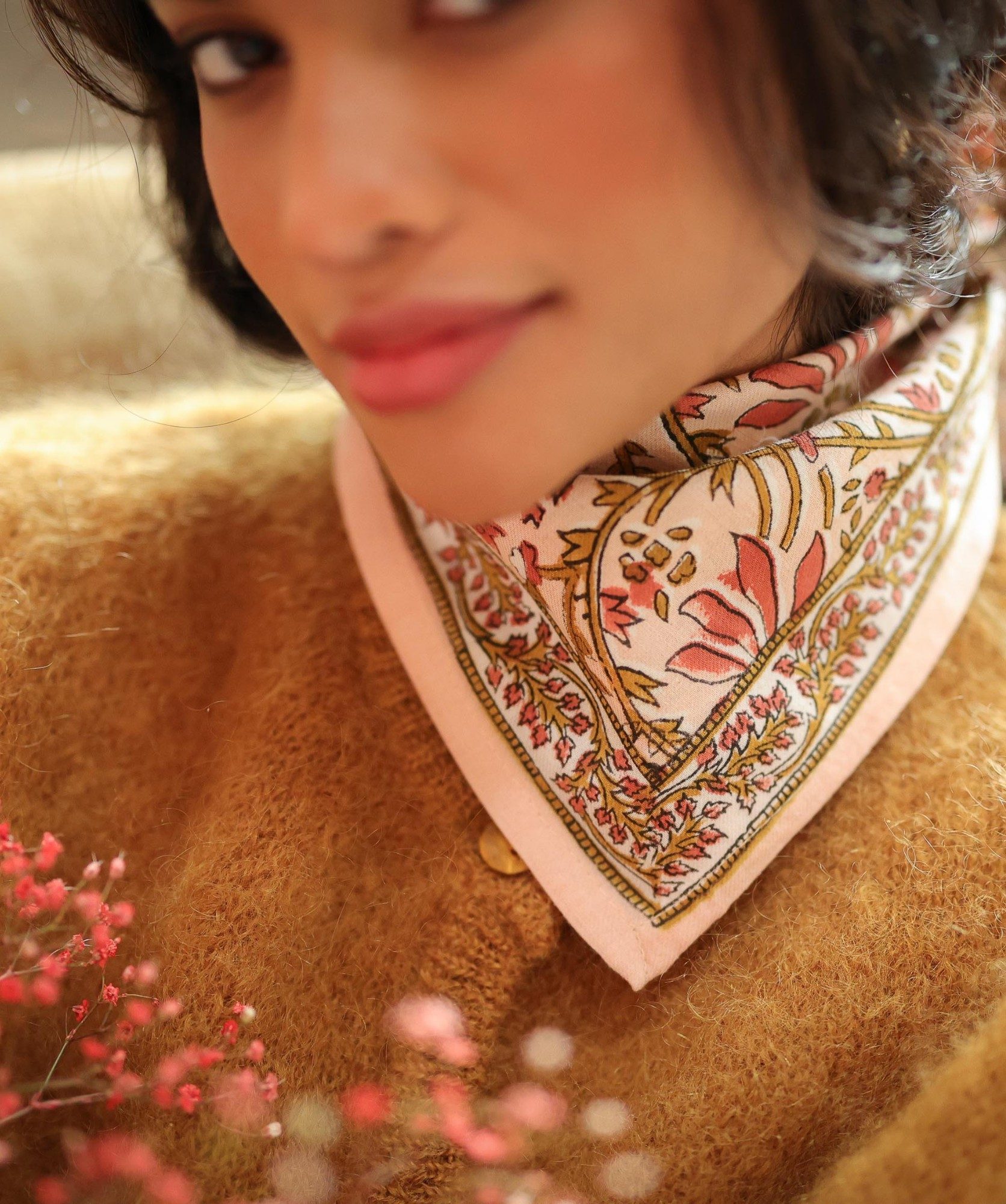 Foulard petit format – Palmyre Rose Poudré