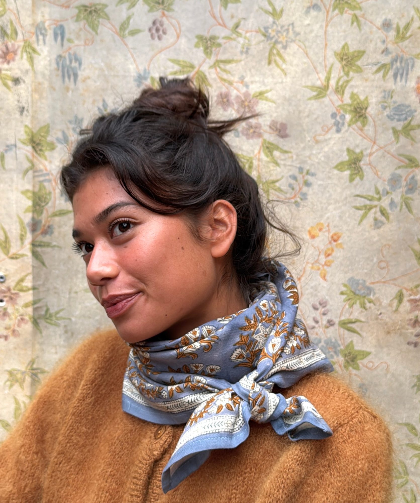 Foulard grand format – Jasmine Bleu Orage