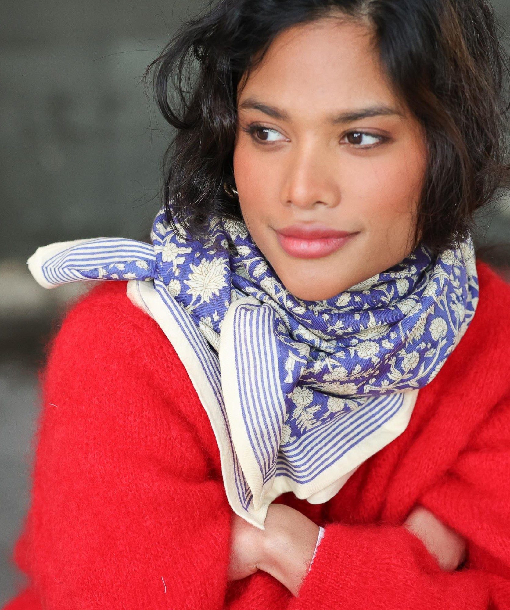 Foulard grand format – Anjali Cobalt