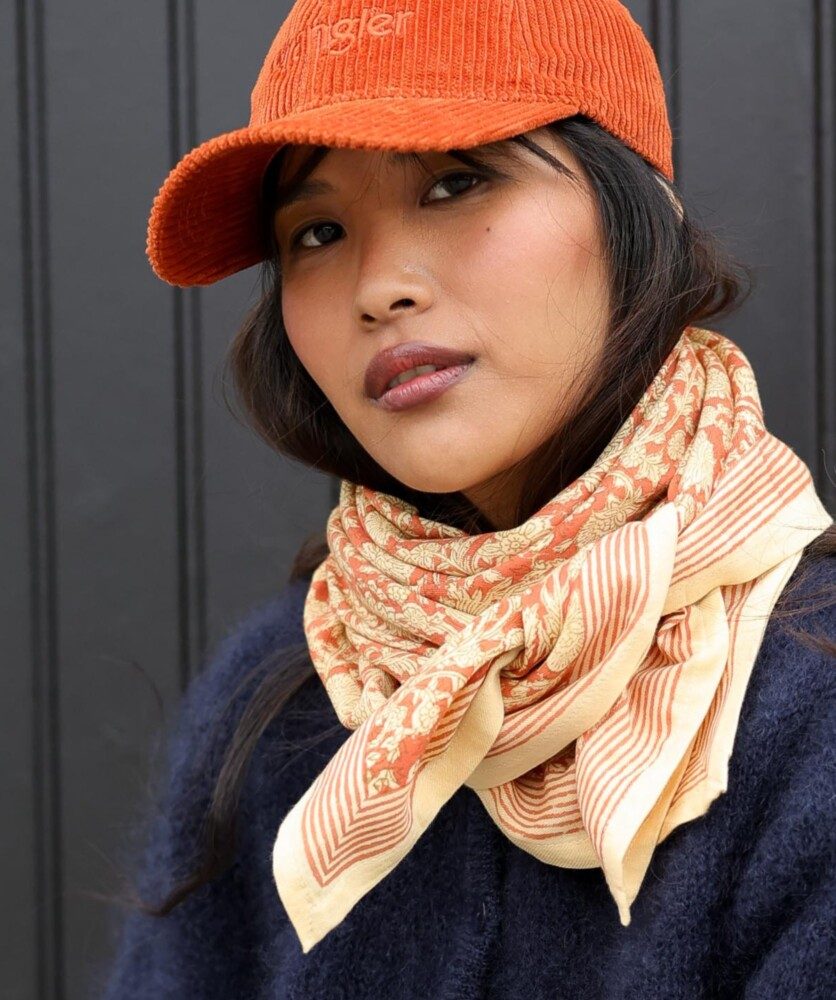 Foulard grand format – Anjali Orange Brûlée