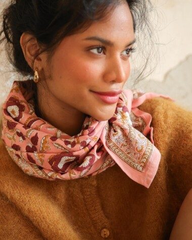 Foulard grand format – Jaya rose blush