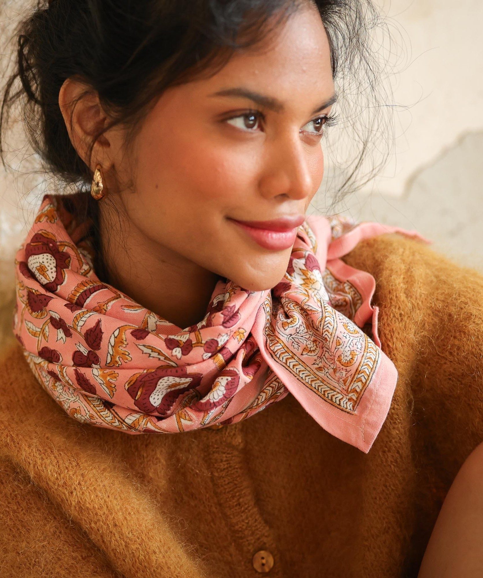 Foulard grand format – Jaya rose blush
