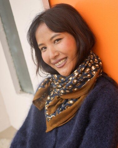 Foulard grand format – Léopard Navy