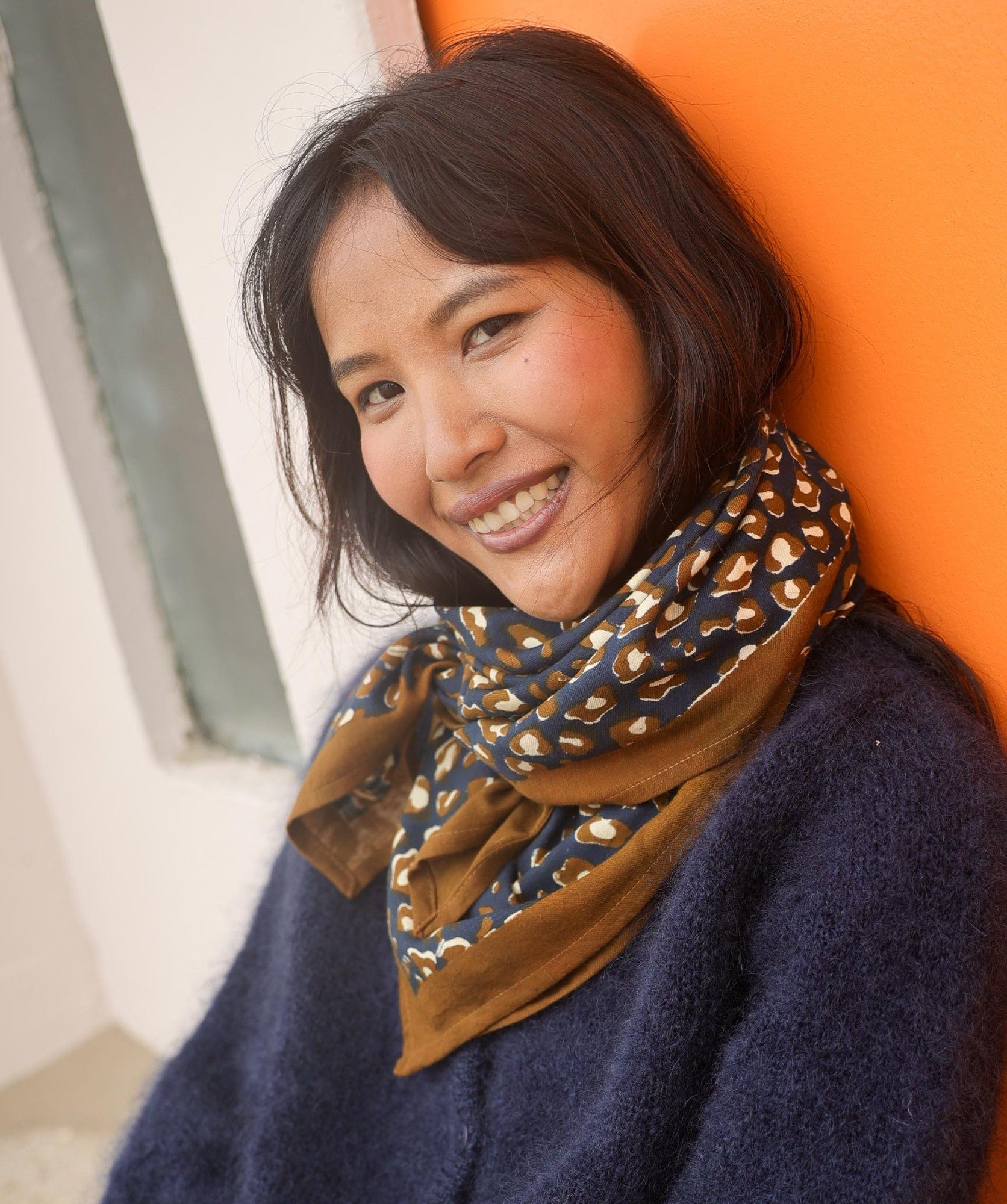 Foulard grand format – Léopard Navy