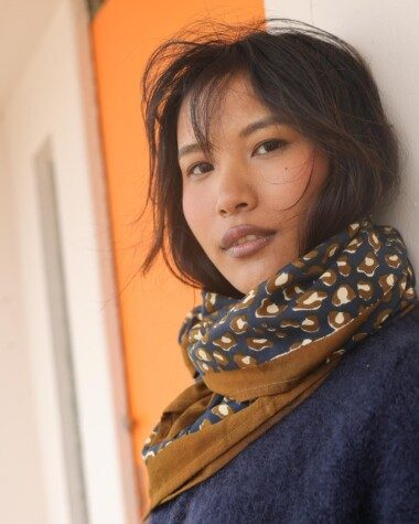 Foulard grand format – Léopard Navy