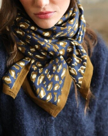 Foulard grand format – Léopard Navy