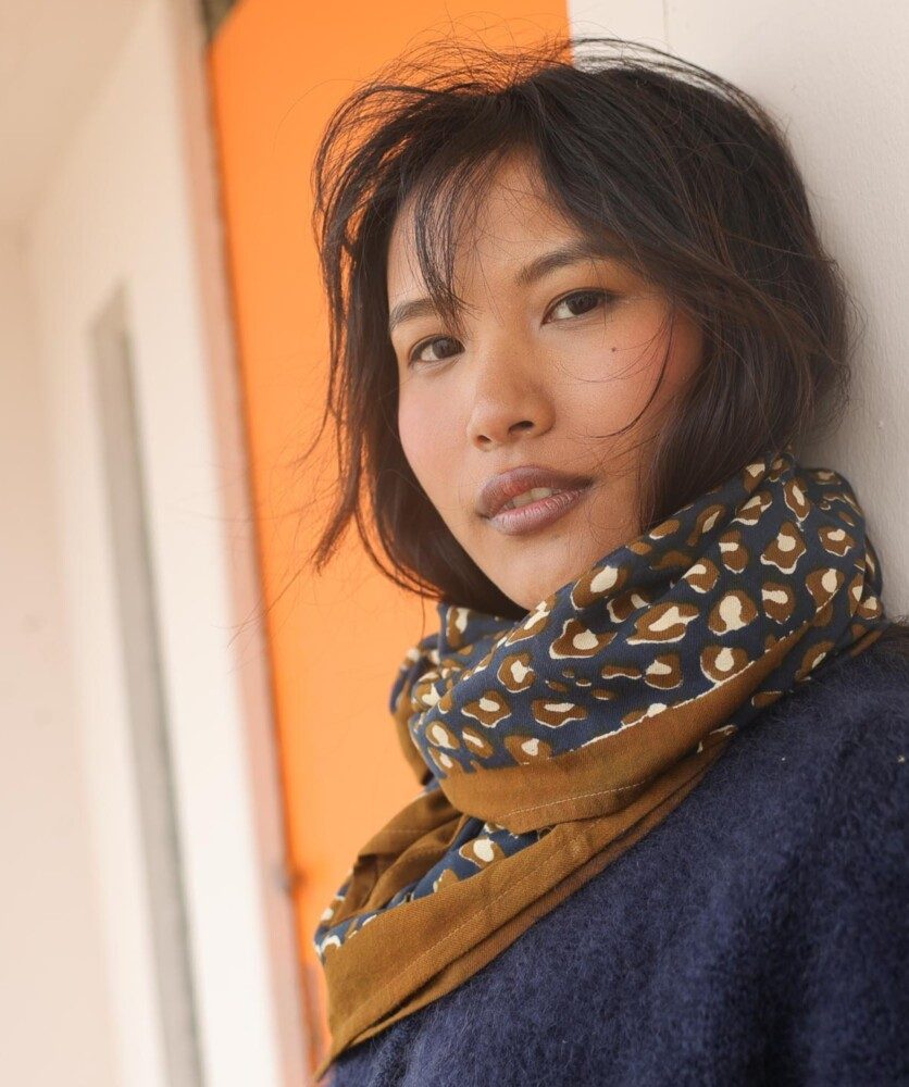 Foulard grand format – Léopard Navy