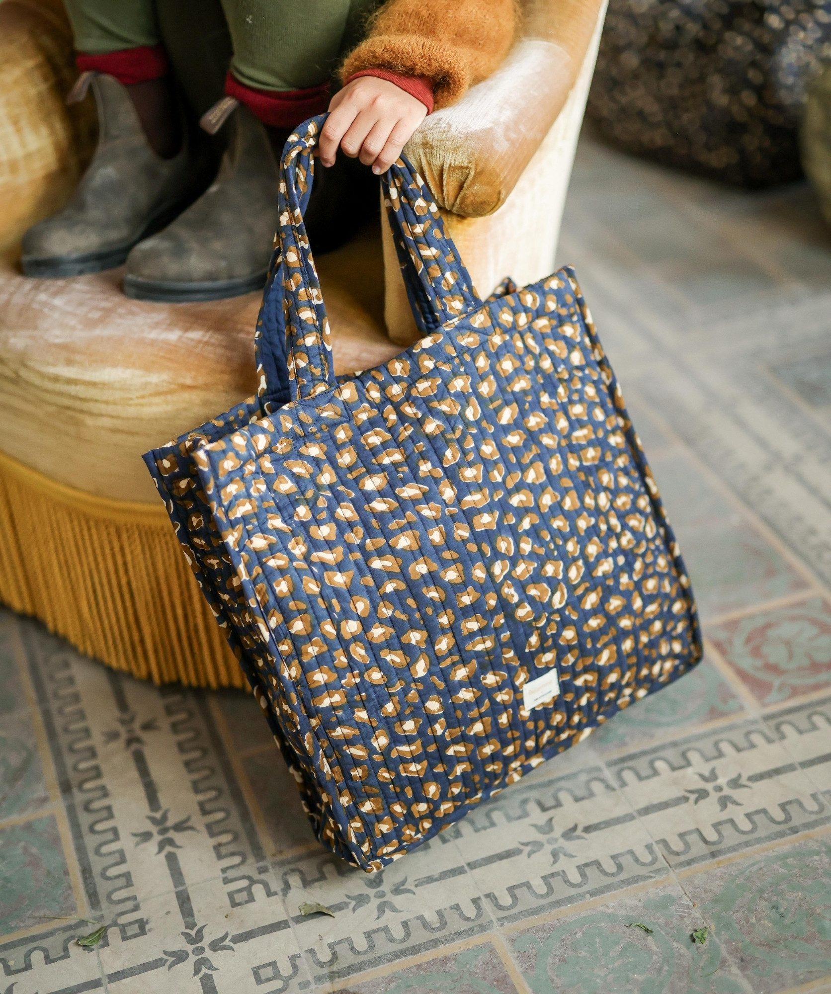 Sac Cabas Amalfi – Léopard Navy