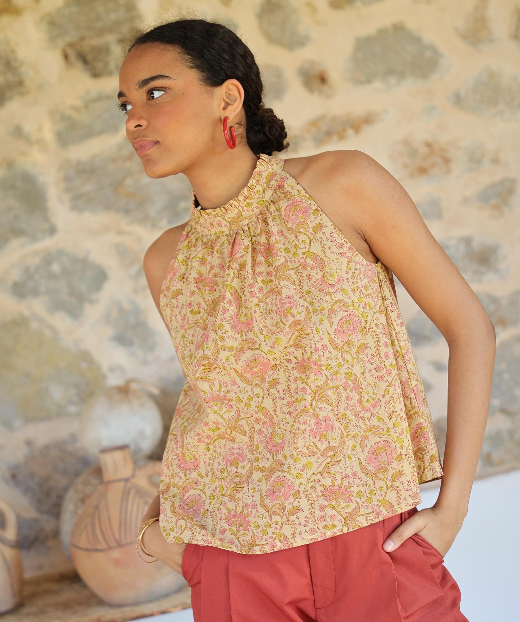 Top Poppie – Imprimé Block-print Agra