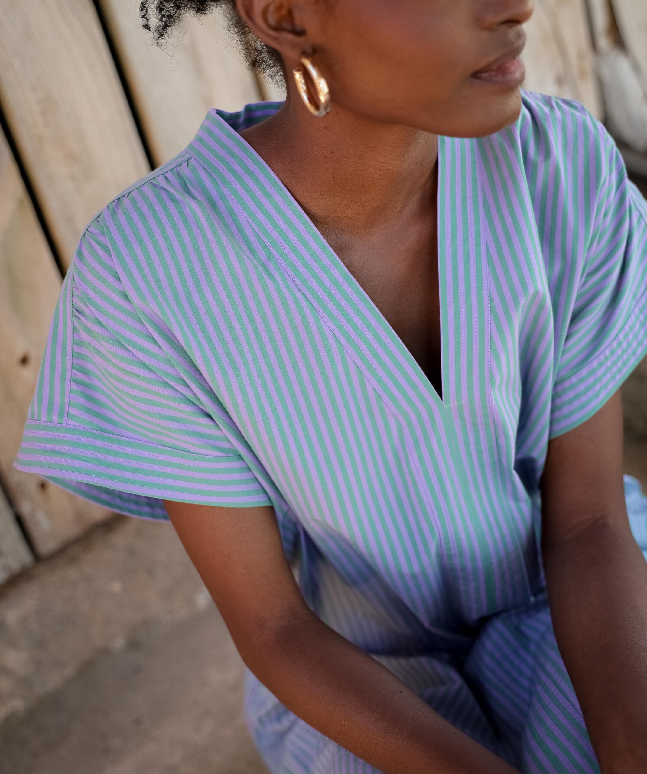 Robe Ella – Rayure Sido Lavande