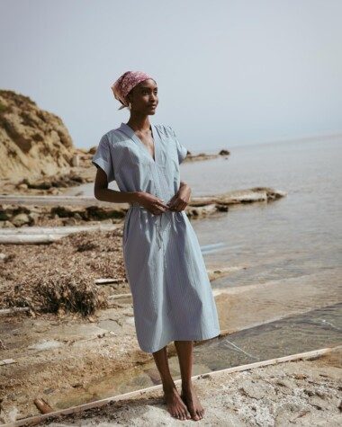 Robe Ella – Rayure Sido Lavande