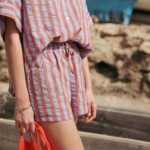 Short Castel – Rayure Baya terracotta lavande
