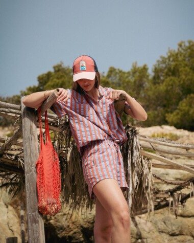 Short Castel – Rayure Baya terracotta lavande