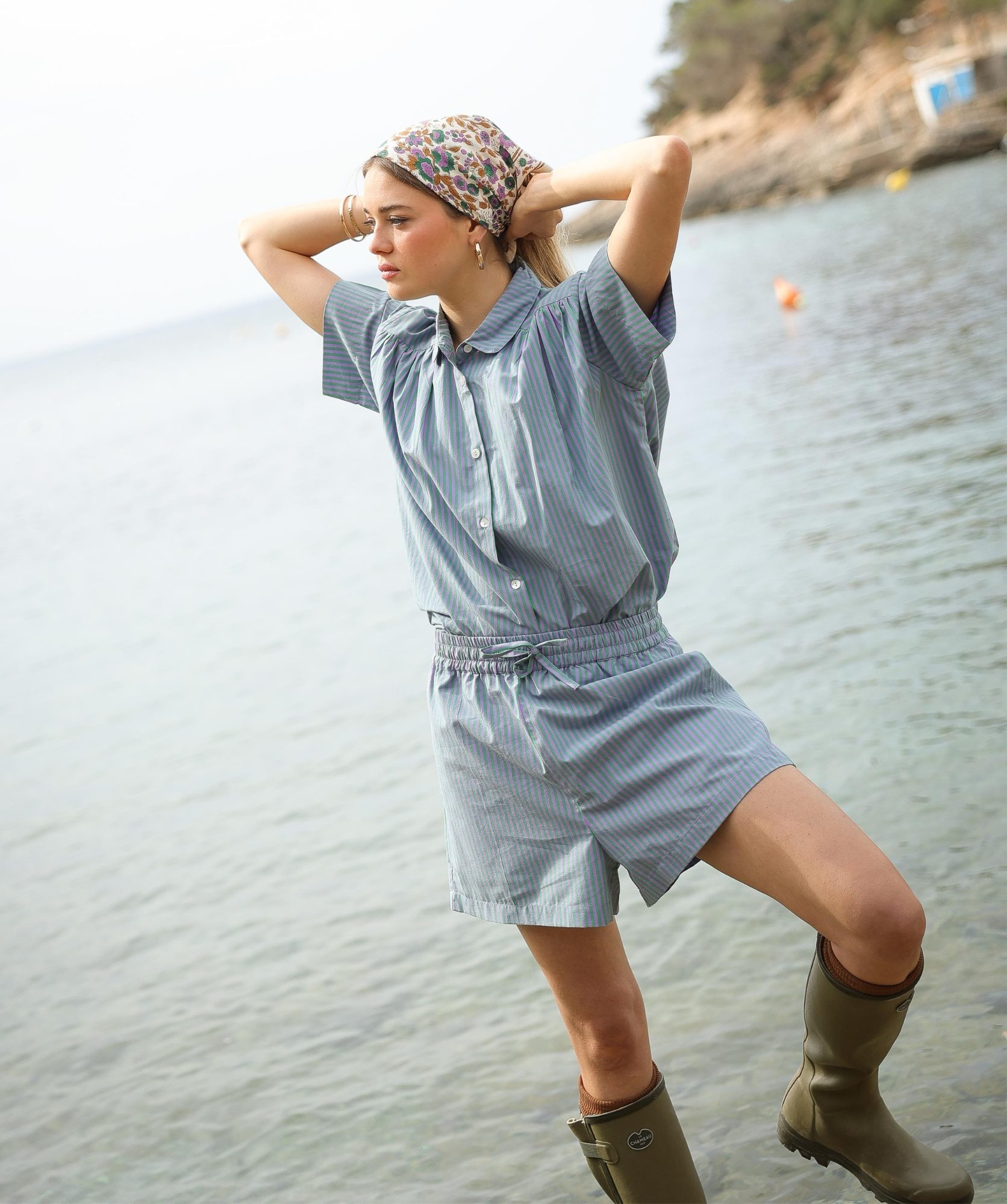 Short Castel – Rayure Sido Lavande
