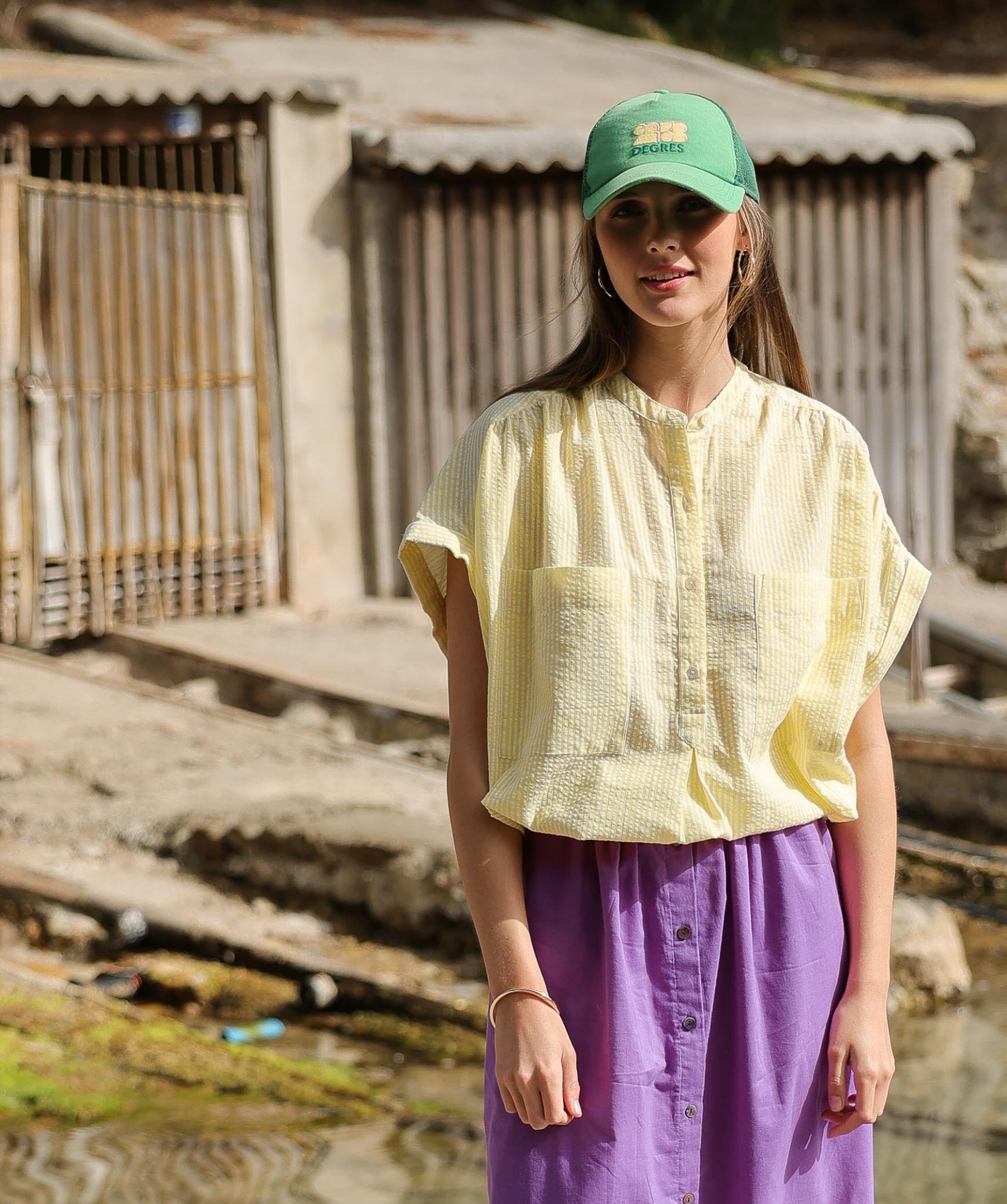 Blouse Filly – Rayure seersucker Jaune