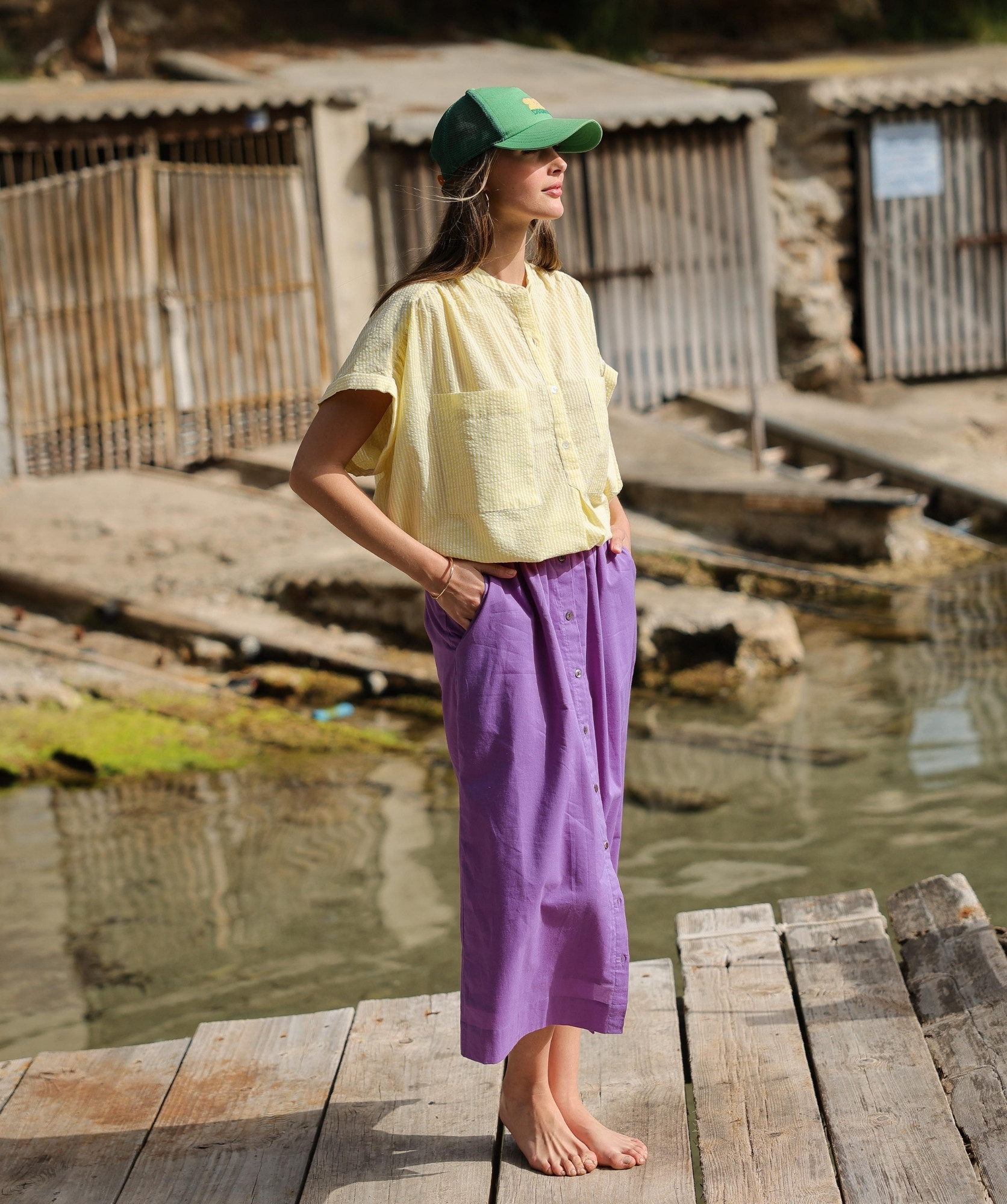 Blouse Filly – Rayure seersucker Jaune