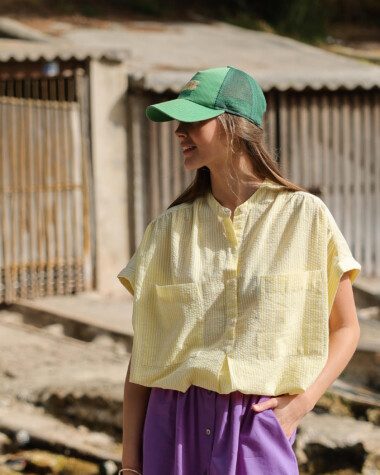 Blouse Filly – Rayure seersucker Jaune