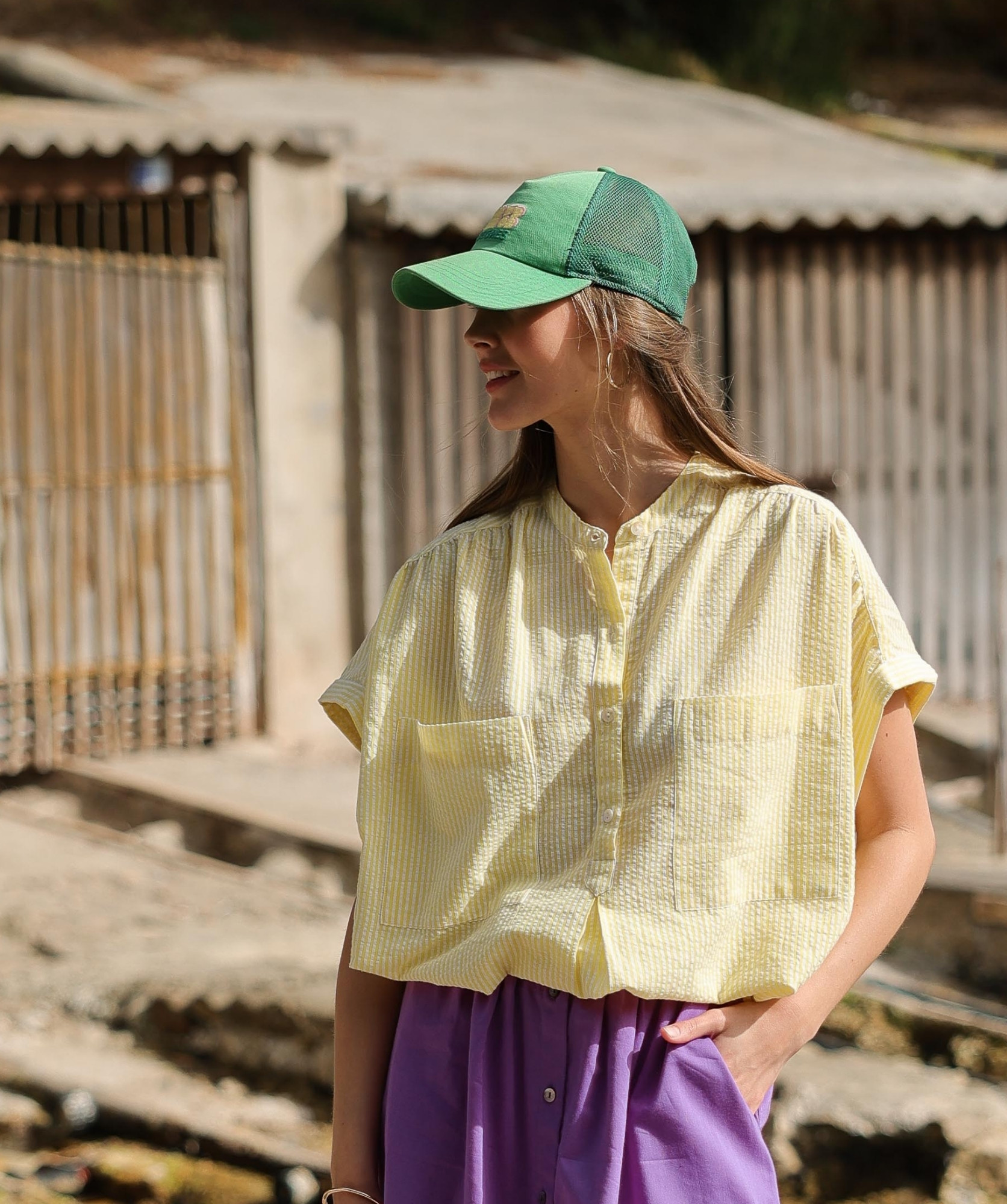 Blouse Filly – Rayure seersucker Jaune