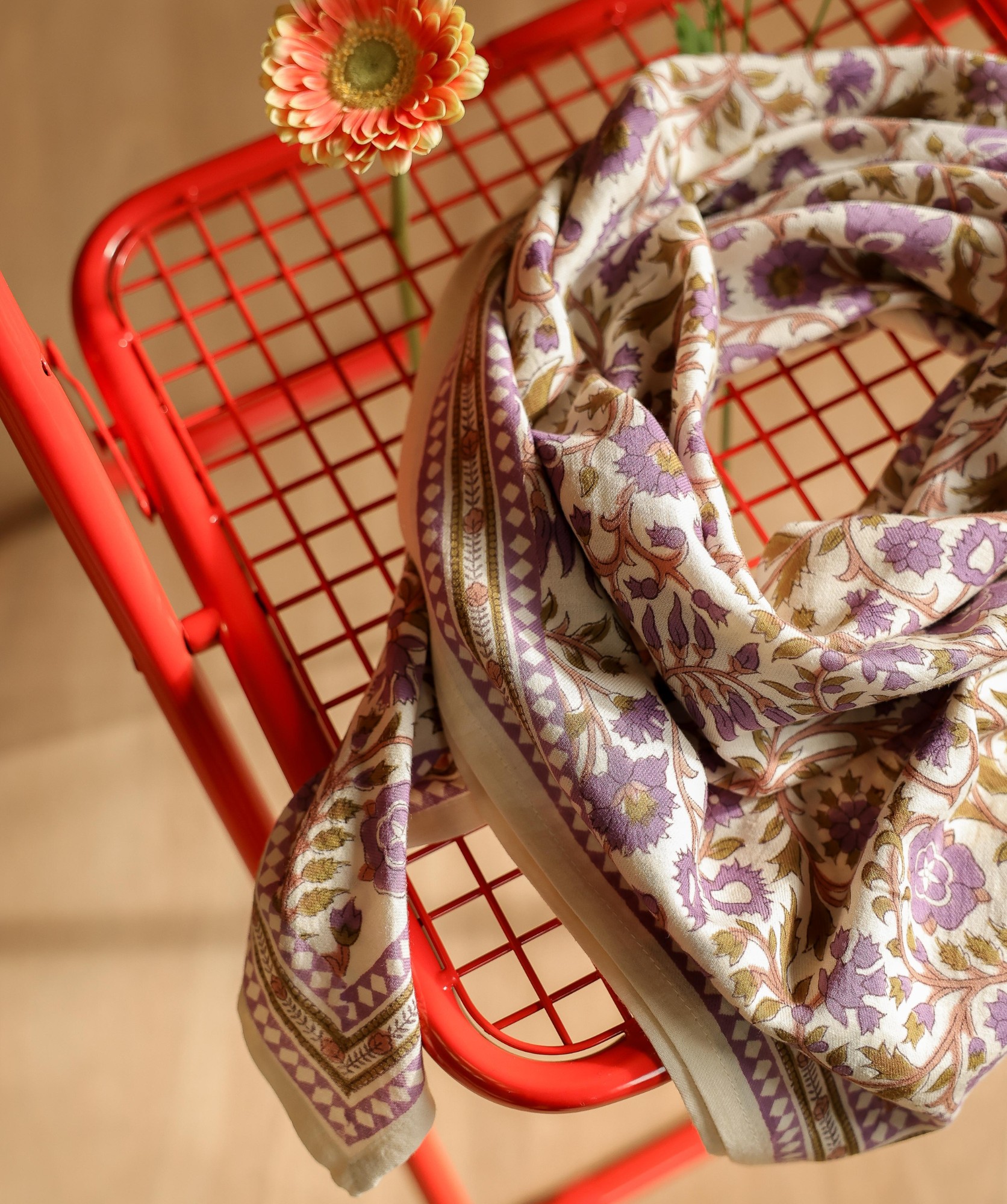 Foulard grand format – Moss Lilas