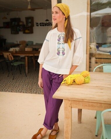 Pantalon Calista – Popeline de coton purple