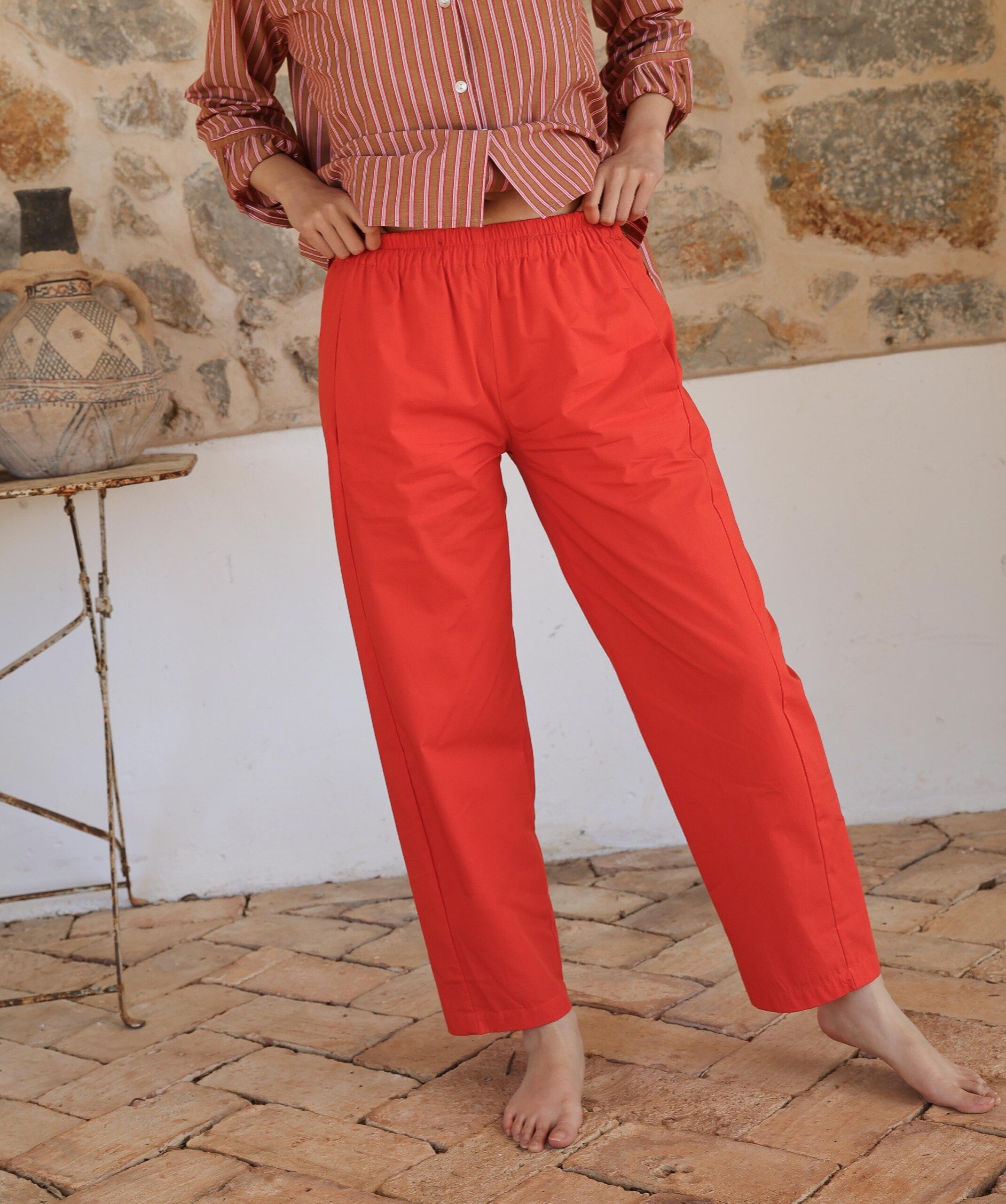 Pantalon Calista – Popeline de coton Tangerine