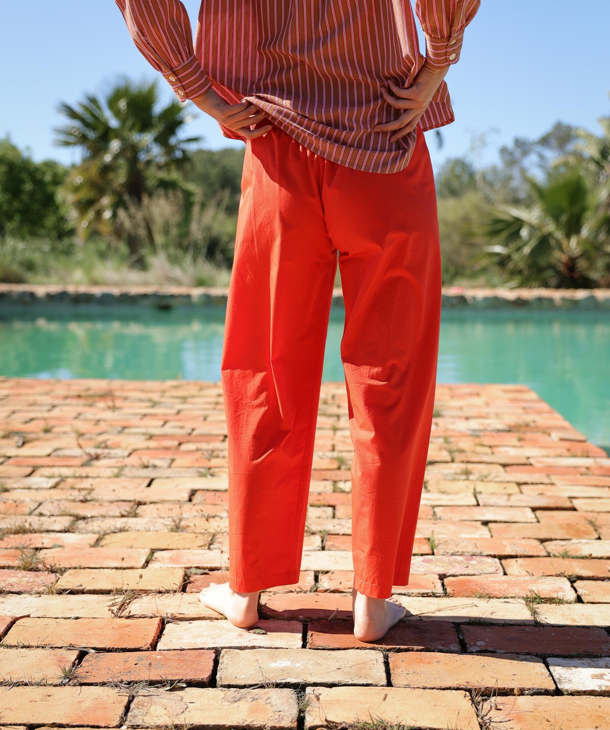 Pantalon Calista – Popeline de coton Tangerine