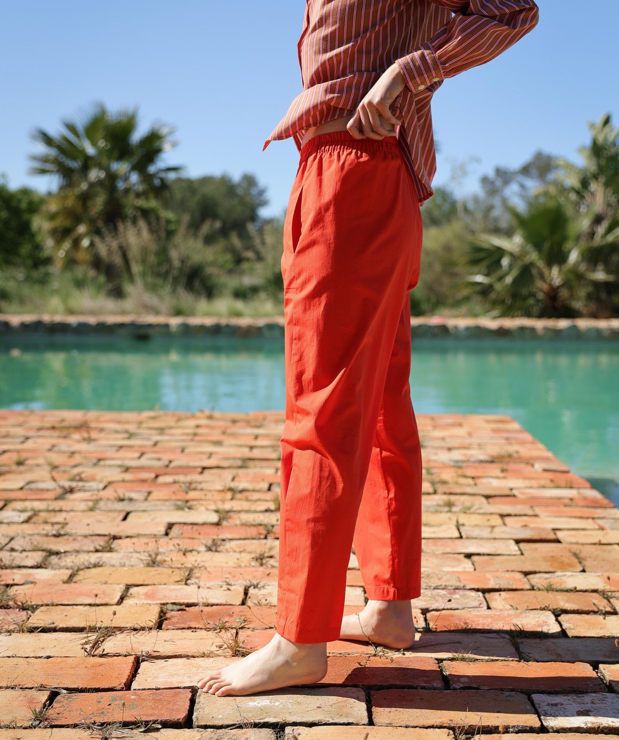 Pantalon Calista – Popeline de coton Tangerine