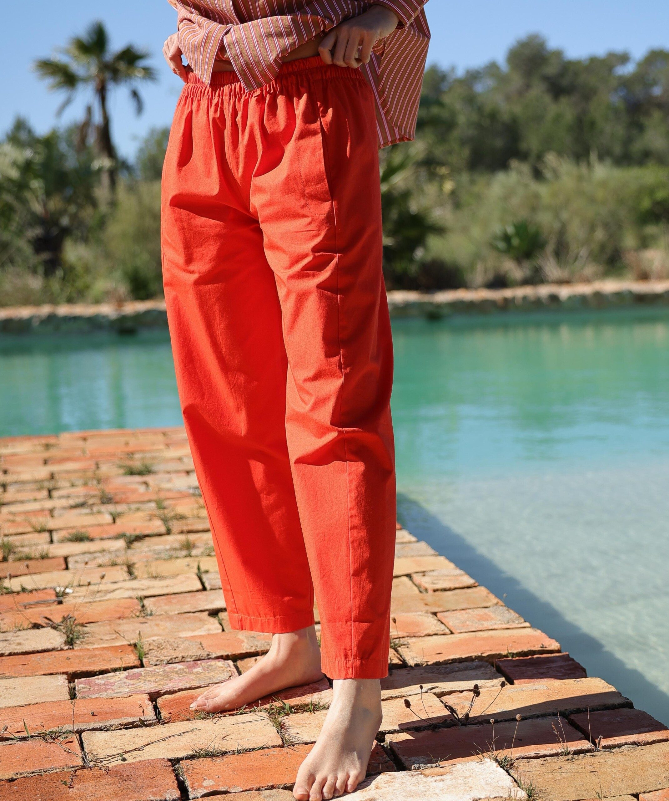 Pantalon Calista – Popeline de coton Tangerine