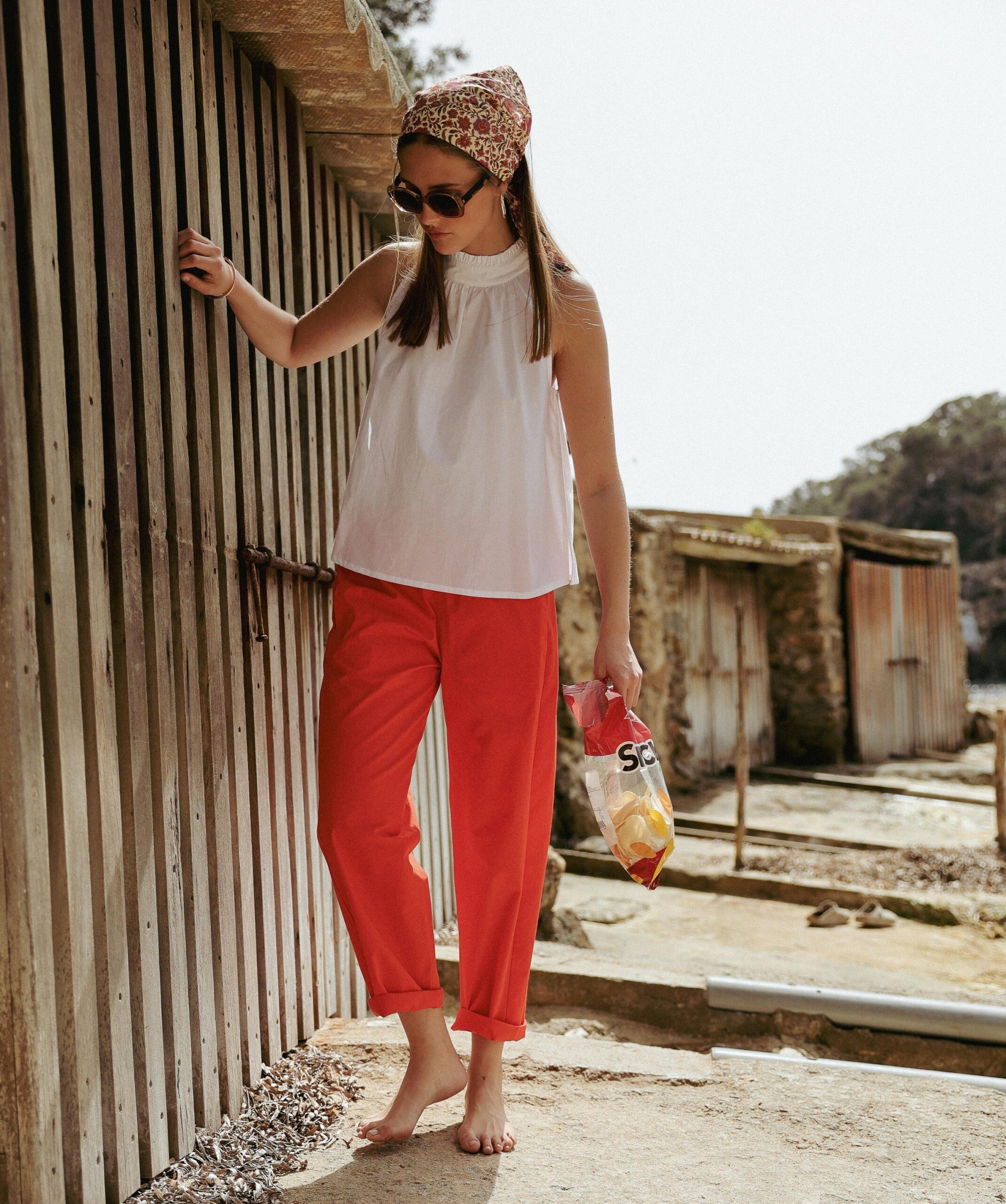 Pantalon Calista – Popeline de coton Tangerine