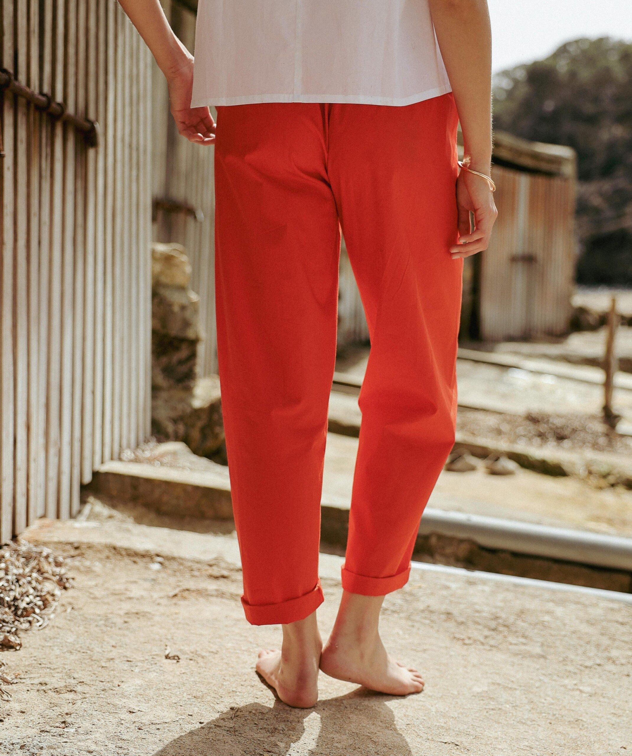 Pantalon Calista – Popeline de coton Tangerine