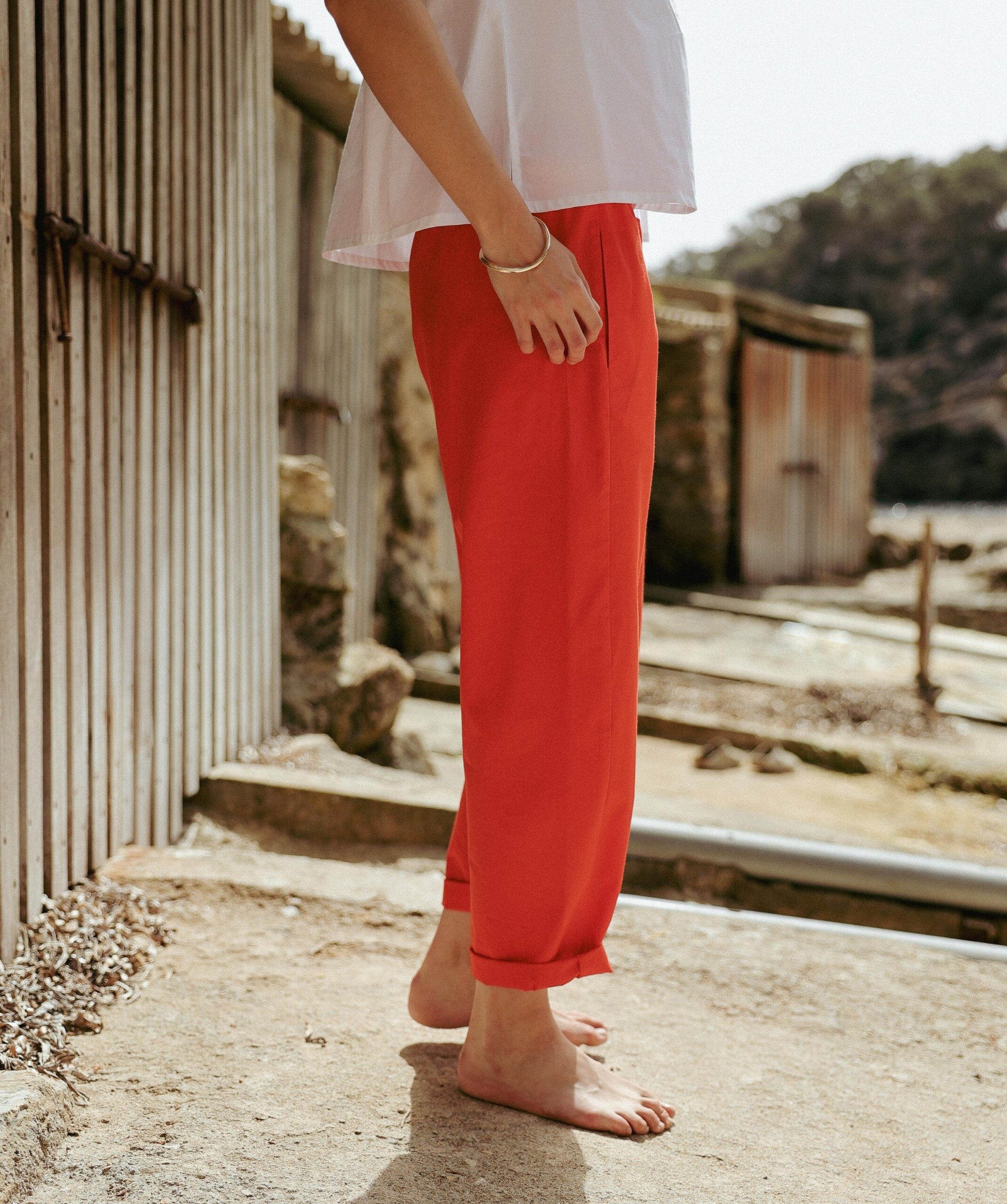 Pantalon Calista – Popeline de coton Tangerine