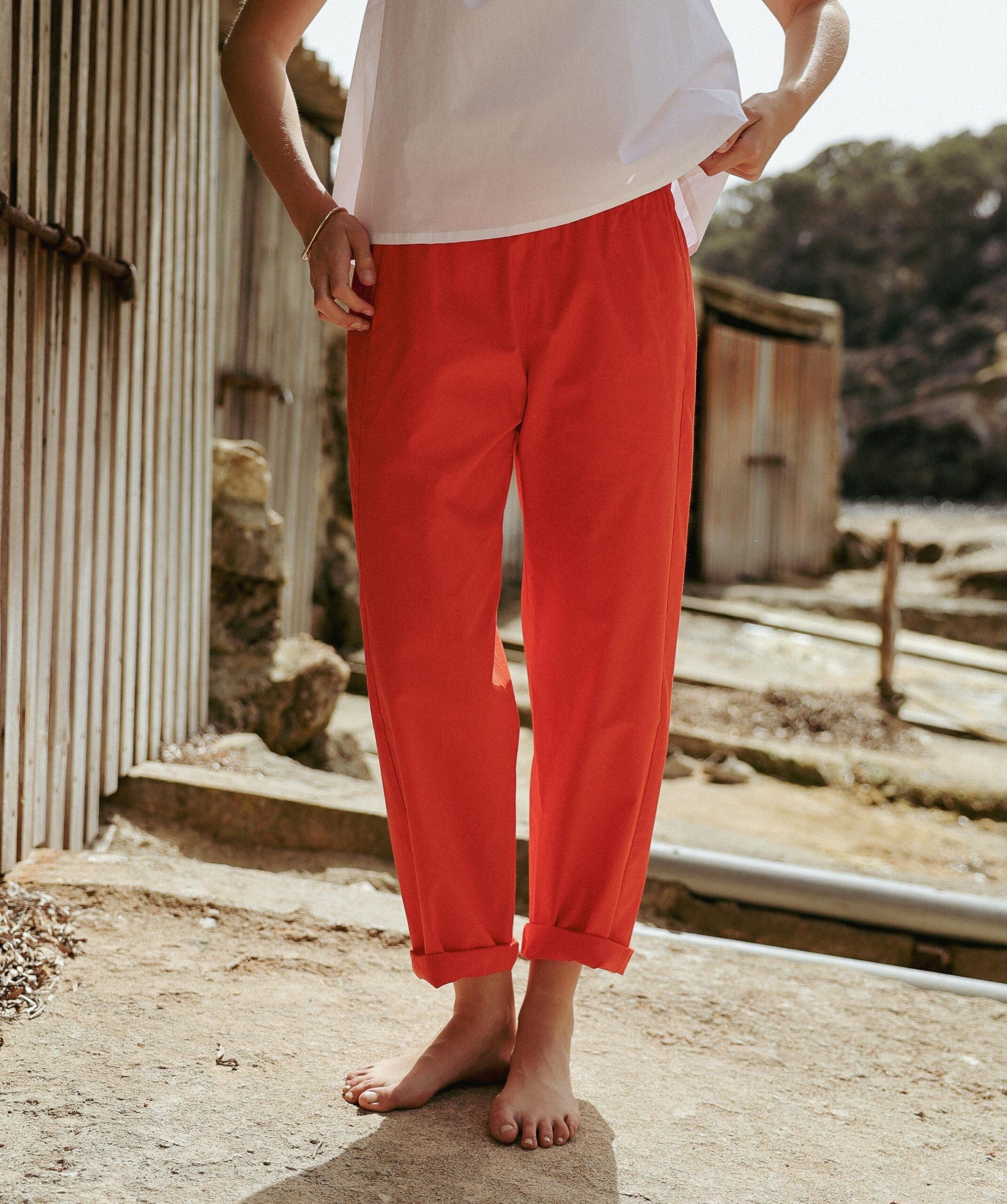 Pantalon Calista – Popeline de coton Tangerine