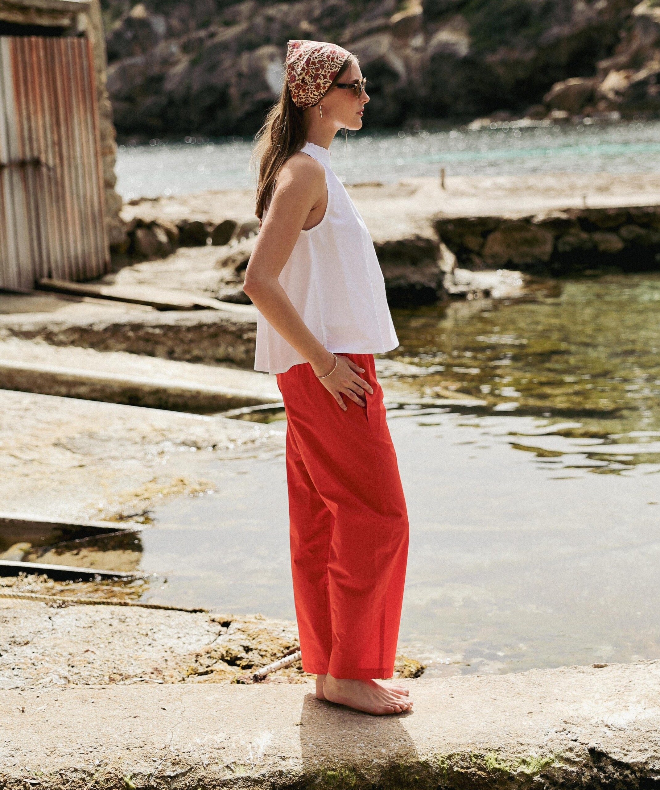 Pantalon Calista – Popeline de coton Tangerine