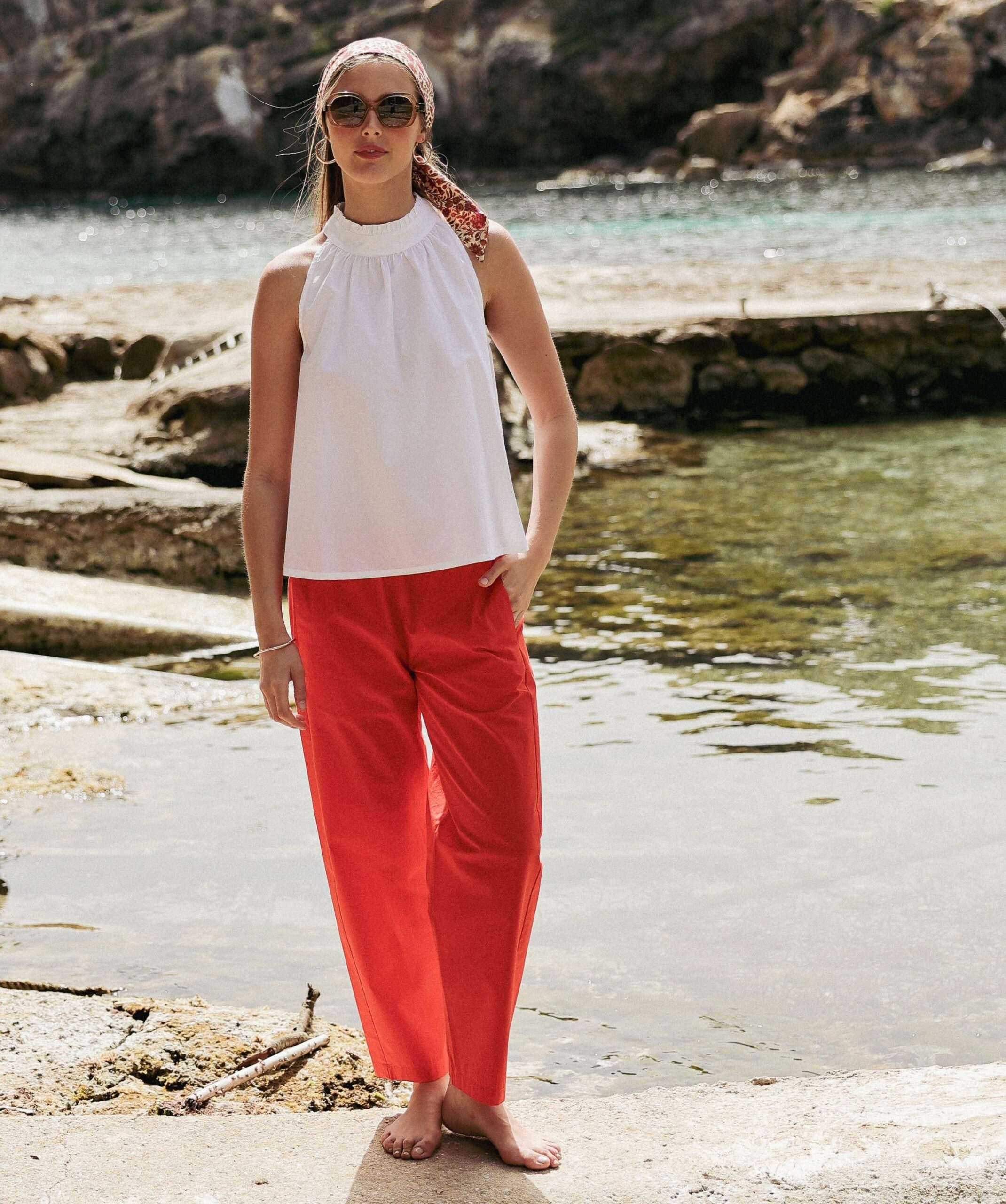 Pantalon Calista – Popeline de coton Tangerine