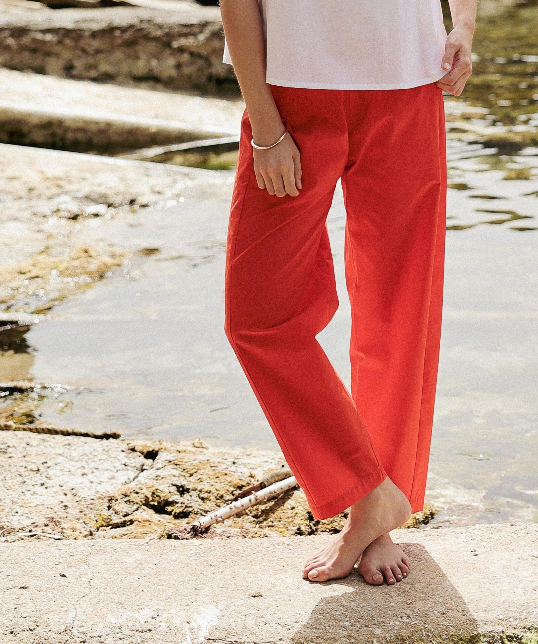 Pantalon Calista – Popeline de coton Tangerine