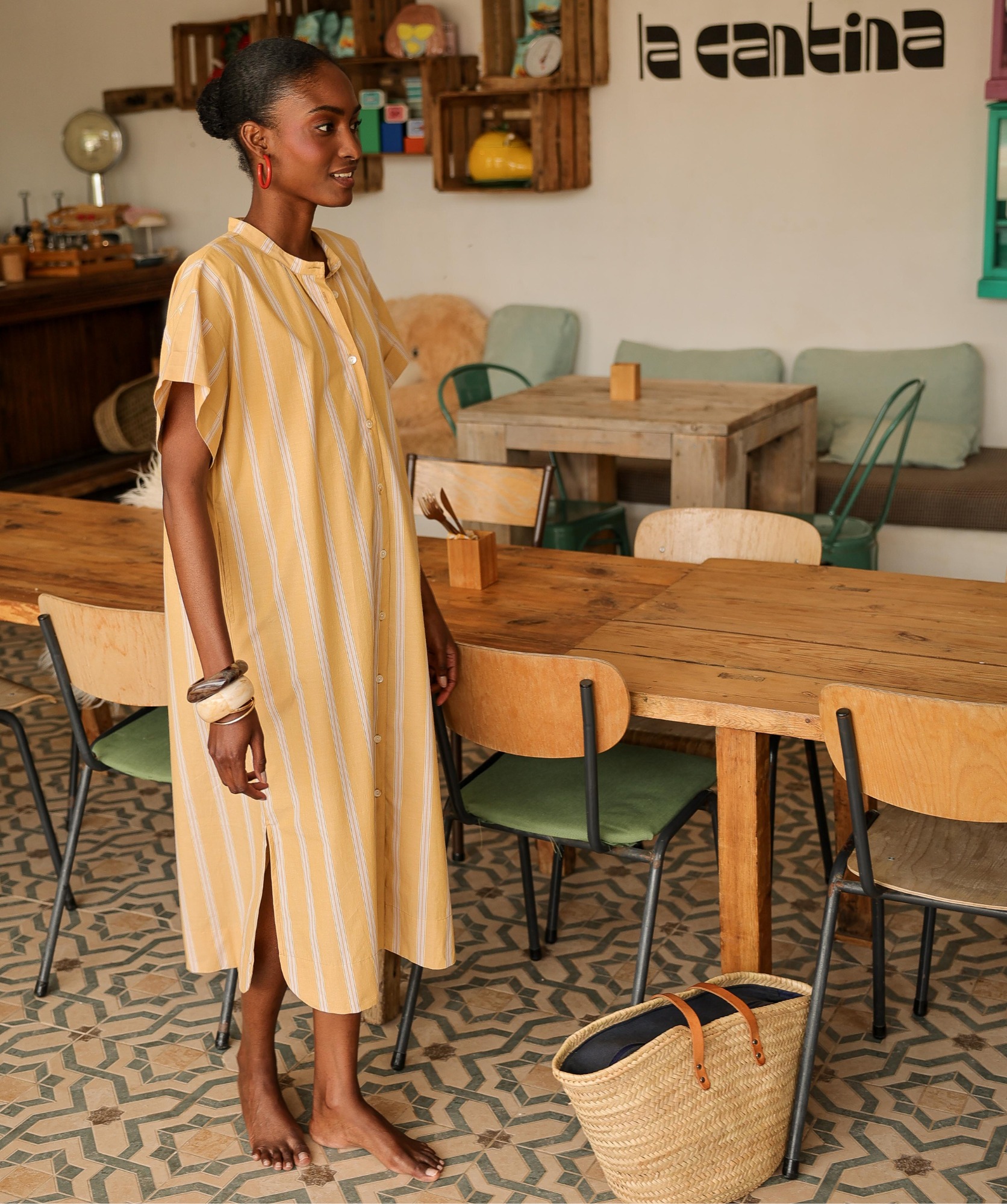 Robe Dottie – Rayure Ostuni Cumin