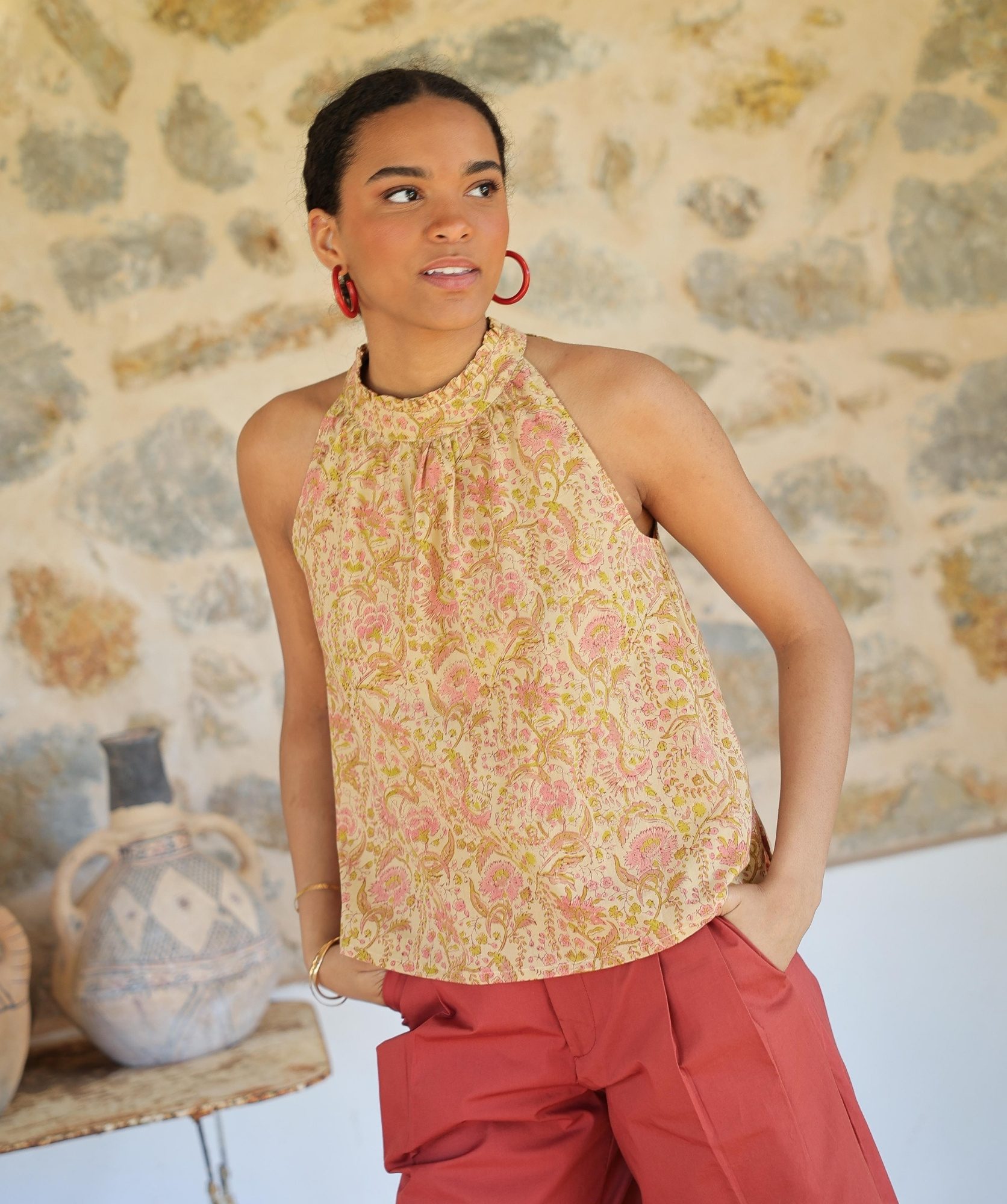 Top Poppie – Imprimé Block-print Agra