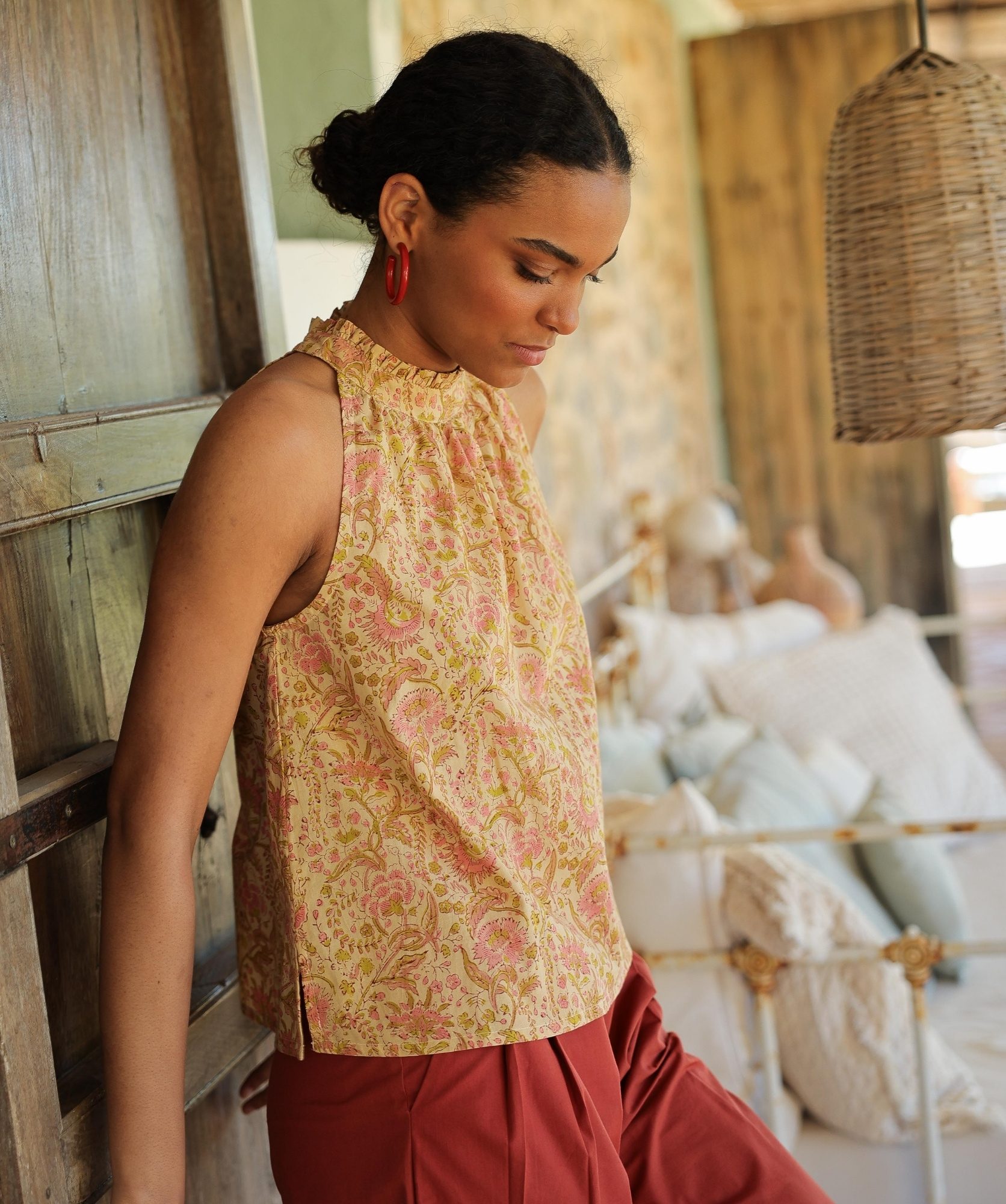 Top Poppie – Imprimé Block-print Agra