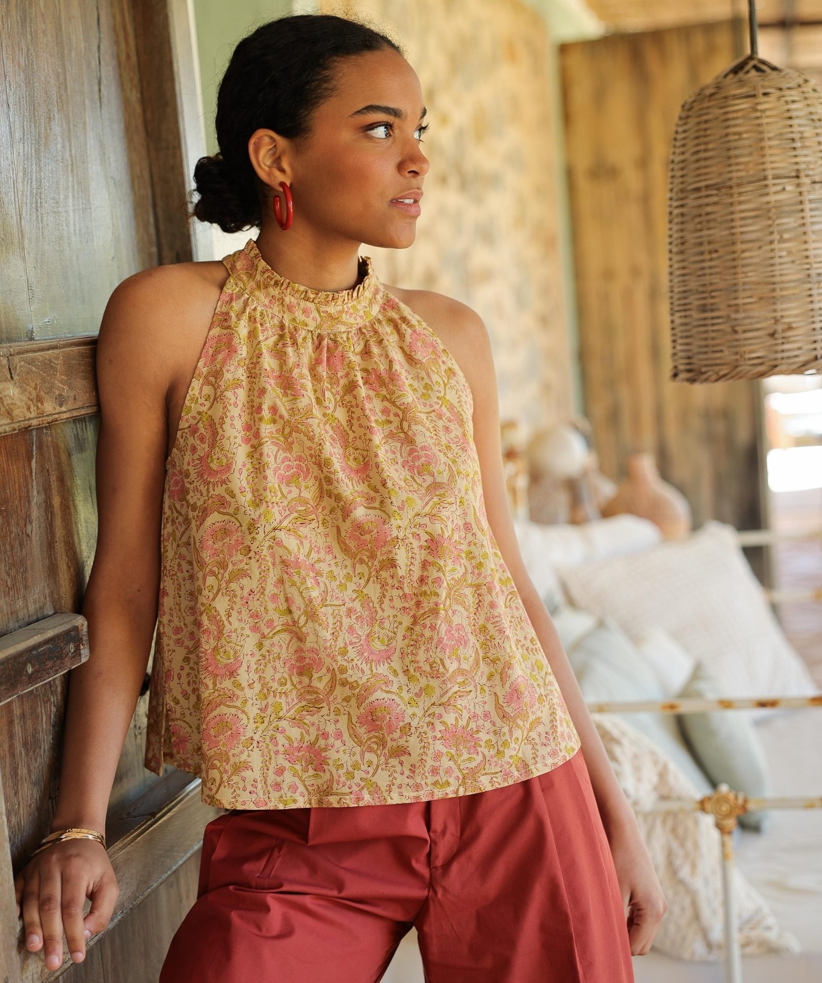 Top Poppie – Imprimé Block-print Agra