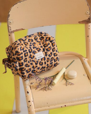 Trousse de toilette Jude petit format – Léopard camel