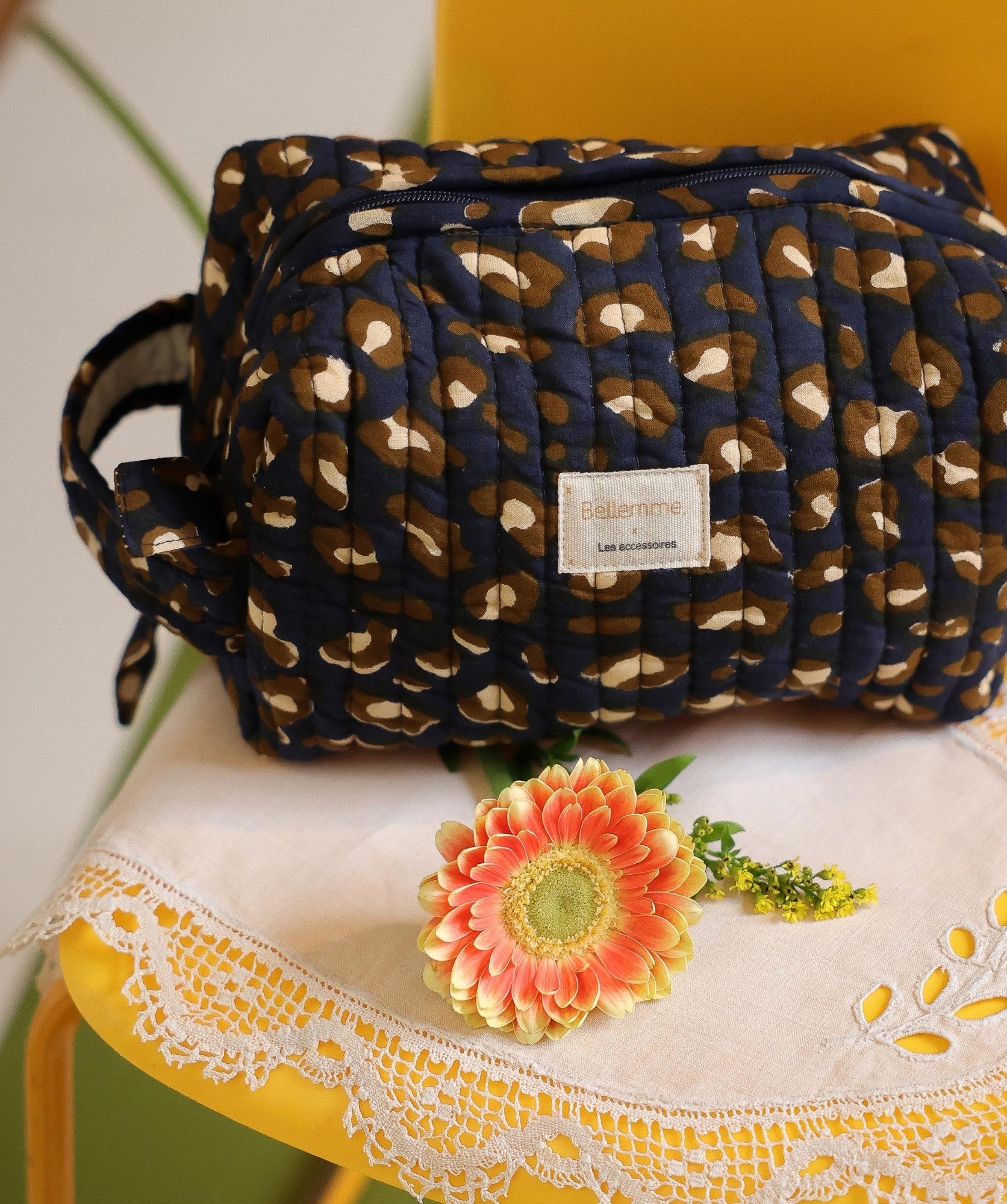 Trousse de toilette Jude petit format – Léopard Navy