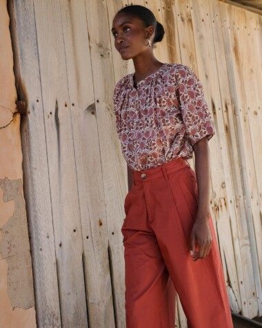 Pantalon Georges – Popeline de coton terre de sienne