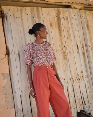 Pantalon Georges – Popeline de coton terre de sienne